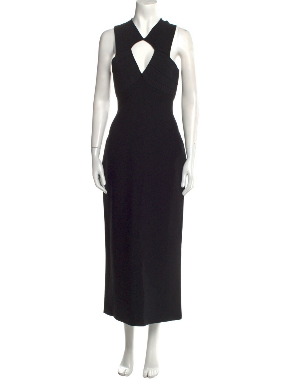 Scanlan Theodore - Black Sleeveless Keyhole Midi Dress - size L